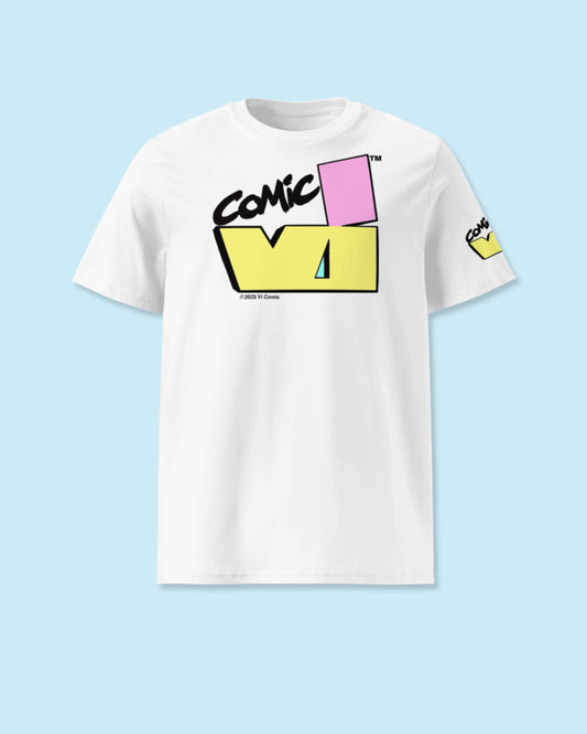 VI Comic logo T-shirt front view