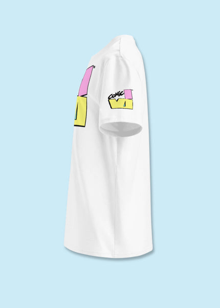 VI Comic logo T-shirt side view