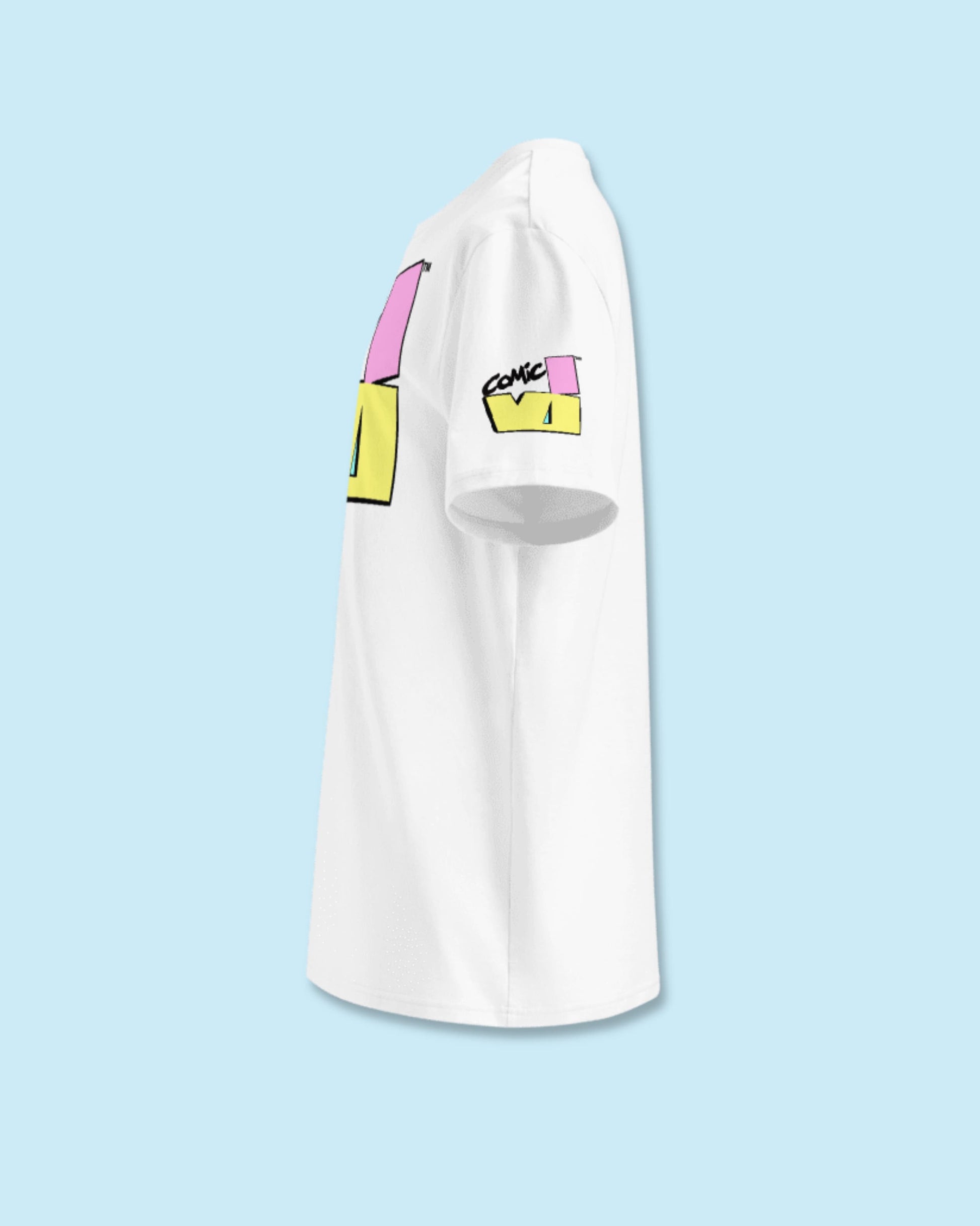 VI Comic logo T-shirt side view